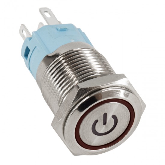 GLOBOSTAR® BUTTON 70771 Φωτιζόμενος Χωνευτός Διακόπτης On/Off LED AC 220-240V 1 x 3A 690W Max Αδιάβροχο IP65 Κόκκινο - Μ1.8 x Π1.8 x Υ2cm