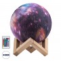 GloboStar® MOON 79616 Επιτραπέζιο Φωτιστικό Πορτατίφ LED 4W 200lm 360° DC 5V IP20 RGBW Dimmable Πολύχρωμο Πλαστικό με Μπεζ Ξύλο - Μ15 x Π15 x Υ19cm - 2 Xρόνια Εγγύηση