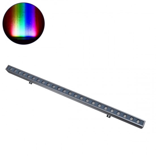 GLOBOSTAR® WASHERFAIA 90185 Μπάρα Φωτισμού Wall Washer LED 36W 3060lm 30° DC 24V Αδιάβροχο IP65 Πολύχρωμο RGBW Dimmable DMX512 - Bridgelux SMD Chip - Γκρι Ανθρακί - Μ100 x Π4 x Υ5cm - 3 Χρόνια Εγγύηση