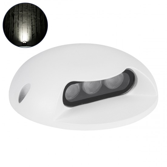 GLOBOSTAR® STEPLUNA 90620 Φωτιστικό Σκαλοπατιού / Διαδρόμου LED 3W 345lm 10° DC 24V Αδιάβροχο IP65 Φυσικό Λευκό 4500K Dimmable - Bridgelux SMD Chip - Λευκό Ματ - Μ12 x Π12 x Υ3cm - 3 Χρόνια Εγγύηση