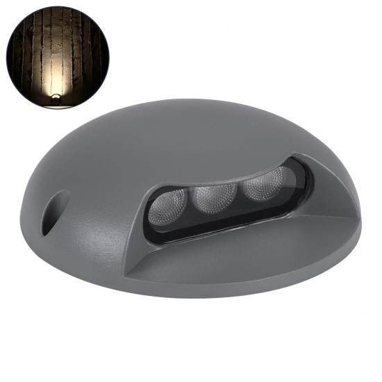 GLOBOSTAR® STEPLUNA 90622 Φωτιστικό Σκαλοπατιού / Διαδρόμου LED 3W 330lm 10° DC 24V Αδιάβροχο IP65 Θερμό Λευκό 2700K Dimmable - Bridgelux SMD Chip - Γκρι Ανθρακί Ματ - Μ12 x Π12 x Υ3cm - 3 Χρόνια Εγγύηση