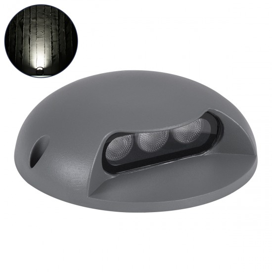 GLOBOSTAR® STEPLUNA 90623 Φωτιστικό Σκαλοπατιού / Διαδρόμου LED 3W 345lm 10° DC 24V Αδιάβροχο IP65 Φυσικό Λευκό 4500K Dimmable - Bridgelux SMD Chip - Γκρι Ανθρακί - Μ12 x Π12 x Υ3cm - 3 Χρόνια Εγγύηση