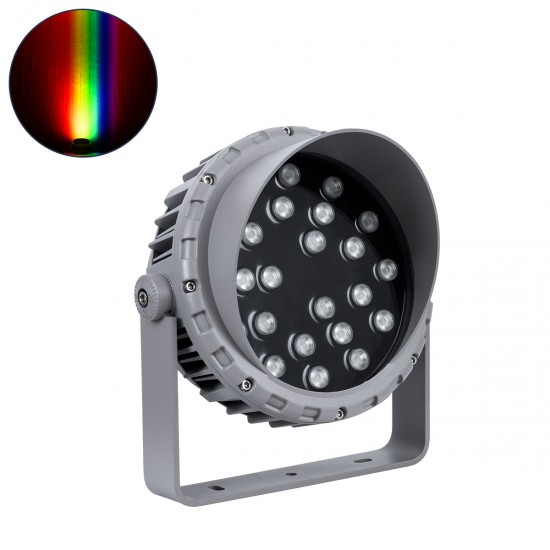 GLOBOSTAR® FLOODMENA 90648 Προβολέας Σποτ Wall Washer με Αντιθαμβωτική Γρίλια LED 36W 2880lm 30° DC 24V Αδιάβροχο IP65 Πολύχρωμο RGBW Dimmable DMX512 - Bridgelux SMD Chip - Γκρι Ανθρακί - Μ23 x Π23 x Υ18cm - 3 Χρόνια Εγγύηση