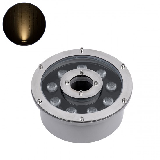 GLOBOSTAR® UNDERWATER-FINA 90674 Υποβρύχιος Προβολέας Σποτ για Σιντριβάνια/Πισίνες LED 9W 990lm 30° DC 24V Αδιάβροχο IP68 Θερμό Λευκό 2700K Dimmable - Ανοξείδωτο Ατσάλι 304 - Φ16 x Υ8cm - 3 Χρόνια Εγγύηση