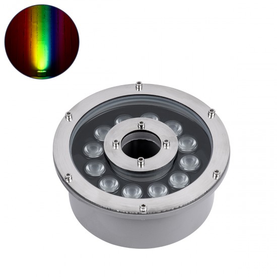 GLOBOSTAR® UNDERWATER-FINA 90675 Υποβρύχιος Προβολέας Σποτ για Σιντριβάνια/Πισίνες LED 9W 945lm 30° DC 24V Αδιάβροχο IP68 RGBW DMX512 Dimmable - Ανοξείδωτο Ατσάλι 304 - Φ16 x Υ8cm - 3 Χρόνια Εγγύηση