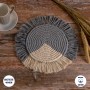 GLOBOSTAR® PLACEMATS 35304 Διακοσμητικό Μακραμέ Σουπλά - Γκρι & Μπεζ - Μ34 x Π34 x Υ1cm