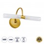 GLOBOSTAR® PAOLA 60417 Μοντέρνο Φωτιστικό Τοίχου - Απλίκα Καθρέπτη Μπάνιου με Ντουί 2 x G9 AC 220-240V IP44 - Χρυσό Βούρτσας & Λευκό - Μ31 x Π16 x Υ15cm