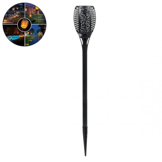 GLOBOSTAR® SOLARDECOR 71528 Διακοσμητικό Φωτιστικό Κήπου LED 4W 140lm 180° DC 5V με Φωτοβολταϊκό Panel 5V 0.2W & Επαναφορτιζόμενη Μπαταρία Li-ion 3.2V 800mAh Αδιάβροχο IP65 Ultra Θερμό Λευκό 1500-2000K με Εφέ Φλόγας - Μ9.5 x Π9.5 x Υ60cm - 2 Χρόνια Εγγύηση