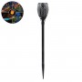 GLOBOSTAR® SOLARDECOR 71528 Διακοσμητικό Φωτιστικό Κήπου LED 4W 140lm 180° DC 5V με Φωτοβολταϊκό Panel 5V 0.2W & Επαναφορτιζόμενη Μπαταρία Li-ion 3.2V 800mAh Αδιάβροχο IP65 Ultra Θερμό Λευκό 1500-2000K με Εφέ Φλόγας - Μ9.5 x Π9.5 x Υ60cm - 2 Χρόνια Εγγύηση