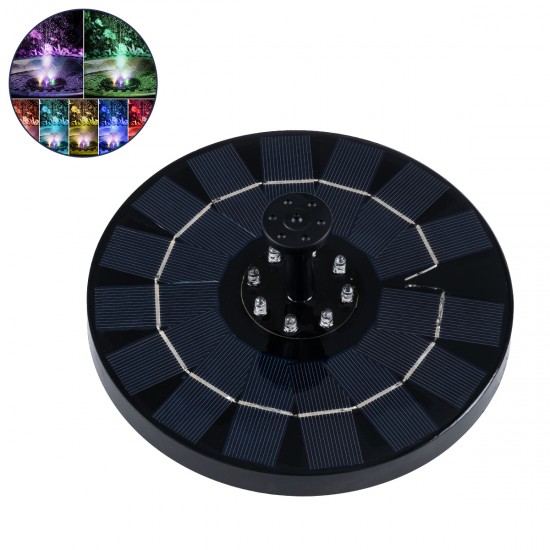 GLOBOSTAR® FOUNTAIN 71533 Διακοσμητικό Συντριβάνι LED 3W 90lm 120° DC 5V με Φωτοβολταϊκό Panel 5V 0.2W & Επαναφορτιζόμενη Μπαταρία Li-ion 3.2V 1500mAh Αδιάβροχο IP68 Πολύχρωμο RGB - Sanan Diode Chip - Μαύρο - 4 Μπέκ Ψεκασμού - Μ18 x Π18 x Υ8cm - 1 Χρόνο Εγγύηση
