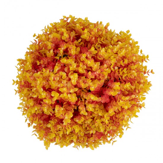 GloboStar® 78515 Artificial - Συνθετικό Τεχνητό Διακοσμητικό Φυτό Θάμνος Πυξάρι Πορτοκαλί - Κίτρινο Φ36cm