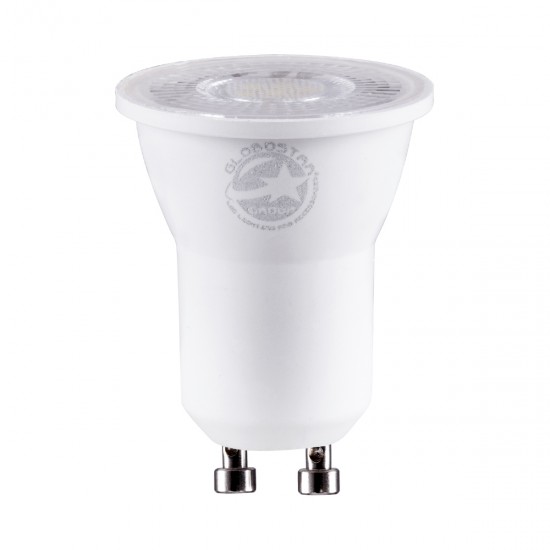 GLOBOSTAR® TINO 60113 Σποτ GU10 MR11 LED 3W 300lm 38° AC 220-240V IP20 Θερμό Λευκό 2700K - Bridgelux SMD Chip - Μ3.5 x Π3.5 x Υ4cm - 3 Χρόνια Εγγύηση