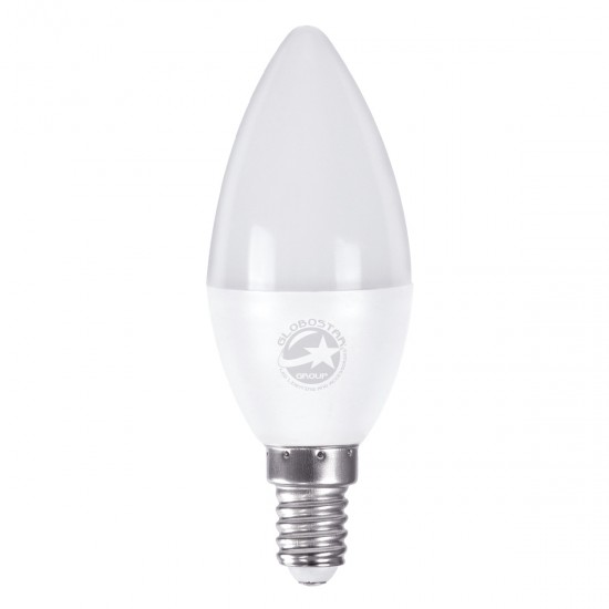 GLOBOSTAR® CANDLE 60001 Λάμπα Κεράκι E14 C37 LED 4W 388lm 260° AC 220-240V IP20 Φυσικό Λευκό 4500K - Lumileds SMD Chip - Λευκό Γαλακτερό - Μ3.7 x Π3.7 x Υ10cm - 3 Χρόνια Εγγύηση