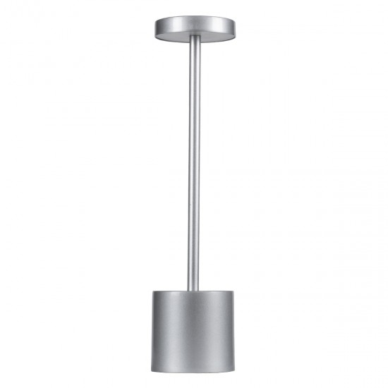 GloboStar® JOJO 76521 Επαναφορτιζόμενο Επιτραπέζιο Φωτιστικό Πορτατίφ LED 1.5W 105lm 120° DC 5V IP44 CCT Ultra Θερμό 1500K - Φυσικό Λευκό 4500K - Ψυχρό Λευκό 6000K Dimmable Ασημί Αλουμίνιο - Μ8 x Π8 x Υ34cm - 2 Χρόνια Εγγύηση
