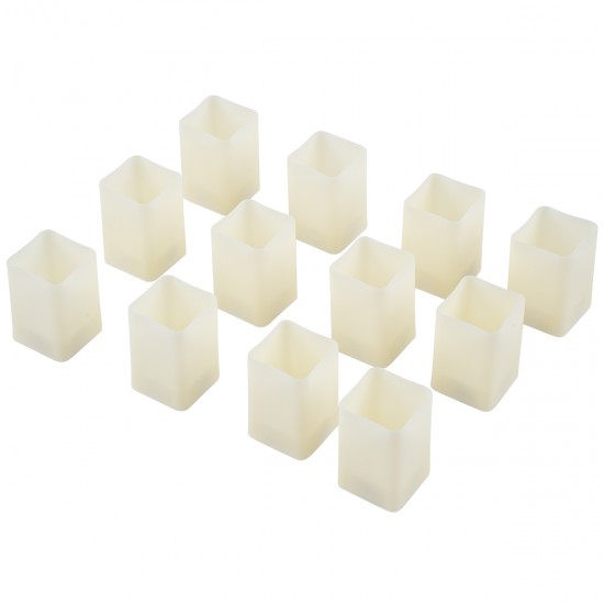 GloboStar® CANDLE 79539 ΣΕΤ 12 x Διακοσμητικά Realistic Κεράκια με LED Εφέ Κινούμενης Φλόγας - Μπαταρίας 12 x CR2032 Θερμό Λευκό 2700K Μπεζ L3.7 x W3.7 x H5.5cm