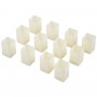 GloboStar® CANDLE 79539 ΣΕΤ 12 x Διακοσμητικά Realistic Κεράκια με LED Εφέ Κινούμενης Φλόγας - Μπαταρίας 12 x CR2032 Θερμό Λευκό 2700K Μπεζ L3.7 x W3.7 x H5.5cm