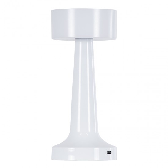 GloboStar® NANNA 76471 Επαναφορτιζόμενο Επιτραπέζιο Φωτιστικό Πορτατίφ LED 1.5W 105lm 120° DC 5V IP44 CCT Ultra Θερμό 1500K - Φυσικό Λευκό 4500K - Ψυχρό Λευκό 6000K Dimmable Λευκό Πλαστικό - Μ9 x Π9 x Υ21cm - 2 Χρόνια Εγγύηση