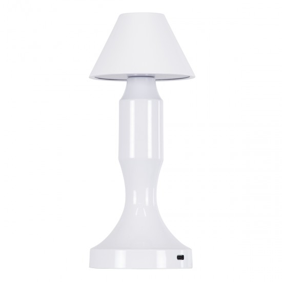 GloboStar® LUNNA 76476 Επαναφορτιζόμενο Επιτραπέζιο Φωτιστικό Πορτατίφ LED 1.5W 105lm 120° DC 5V IP44 CCT Ultra Θερμό 1500K - Φυσικό Λευκό 4500K - Ψυχρό Λευκό 6000K Dimmable Λευκό Πλαστικό - Μ9 x Π9 x Υ23cm- 2 Χρόνια Εγγύηση