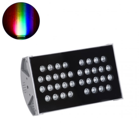 GloboStar® FLOOD-TENA 90222 Προβολέας Wall Washer για Φωτισμό Κτιρίων LED 72W 6120lm 10° DC 24V Αδιάβροχο IP65 L29.8 x W15.5 x H18cm RGBW DMX512 - Ασημί - 3 Years Warranty