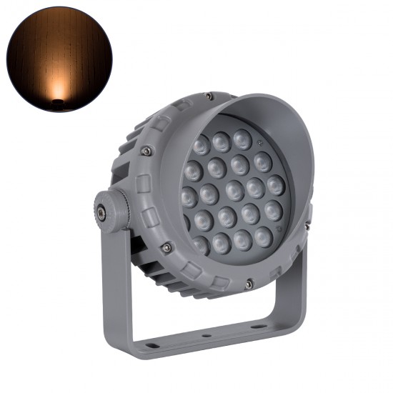 GLOBOSTAR® FLOODMENA 90336 Προβολέας Σποτ Wall Washer με Αντιθαμβωτική Γρίλια LED 24W 2040lm 30° AC 220-240V Αδιάβροχο IP67 Ultra Θερμό Λευκό 2200K - Bridgelux SMD Chip - Γκρι Ανθρακί - Μ19.5 x Π16 x Υ21cm - 3 Χρόνια Εγγύηση