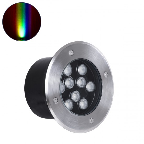 GLOBOSTAR® UNDERGROUNDTINA 90669 Χωνευτό Αρχιτεκτονικο Φωτιστικό Σποτ Δαπέδου LED 12W 1020lm 30° DC 24V Αδιάβροχο IP65 RGBW DMX512 Dimmable - Bridgelux SMD Chip - Ανοξείδωτο Ατσάλι SS304 - Μ16 x Π16 x Υ9cm / Q14cm - 3 Χρόνια Εγγύηση