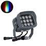 GLOBOSTAR® FLOODXENA 90699 Προβολέας Σποτ Wall Washer με Αντιθαμβωτική Γρίλια LED 24W 2040lm 10° DC 24V Αδιάβροχο IP65 Πολύχρωμο RGBW Dimmable DMX512 - Bridgelux SMD Chip - Γκρι Ανθρακί - Μ13 x Π11 x Υ15cm - 3 Χρόνια Εγγύηση