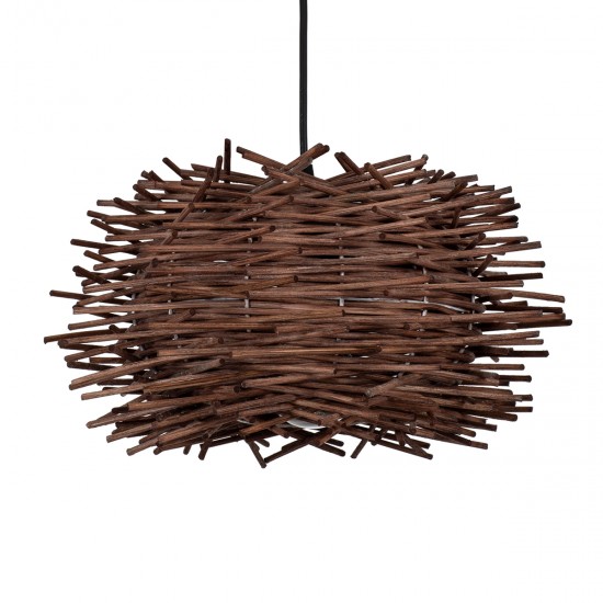 GLOBOSTAR® MINORCA 01732 Boho Κρεμαστό Φωτιστικό Οροφής με Ντουί 1 x E27 AC 220-240V IP20 - Καφέ - Μ30 x Π30 x Υ18cm