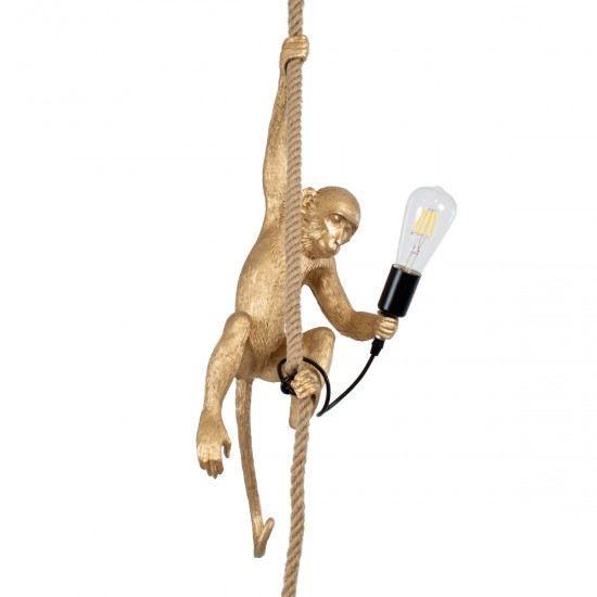 GLOBOSTAR® APES 01803 Μοντέρνο Κρεμαστό Φωτιστικό Οροφής με Ντουί 1 x E27 AC 220-240V IP20 - Χρυσό & Μπεζ - Μ26 x Π28 x Υ69cm