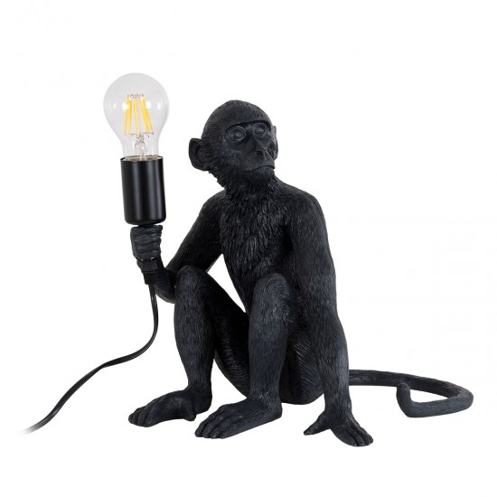 GLOBOSTAR® APES 01807 Μοντέρνο Επιτραπέζιο Φωτιστικό Πορτατίφ με Ντουί 1 x E27 AC 220-240V IP20 - Μαύρο - Μ30 x Π27 x Υ30cm
