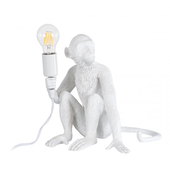 GLOBOSTAR® APES 01808 Μοντέρνο Επιτραπέζιο Φωτιστικό Πορτατίφ με Ντουί 1 x E27 AC 220-240V IP20 - Λευκό - Μ30 x Π27 x Υ30cm