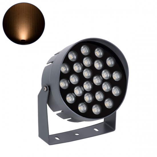 GLOBOSTAR® FLOODNIGMA 90377 Προβολέας Σποτ Wall Washer με Αντιθαμβωτική Γρίλια LED 24W 2040lm 30° DC 24V Αδιάβροχο IP65 Ultra Θερμό Λευκό 2200K Dimmable - Bridgelux SMD Chip - Γκρι Ανθρακί - Μ15 x Π15 x Υ9.1cm - 3 Χρόνια Εγγύηση