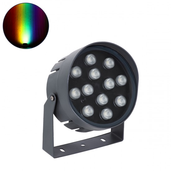GLOBOSTAR® FLOODNIGMA 90396 Προβολέας Σποτ Wall Washer με Αντιθαμβωτική Γρίλια LED 24W 1920lm 30° DC 24V Αδιάβροχο IP65 Πολύχρωμο RGBW Dimmable DMX512 - Bridgelux SMD Chip - Γκρι Ανθρακί - Μ15 x Π15 x Υ9.1cm - 3 Χρόνια Εγγύηση