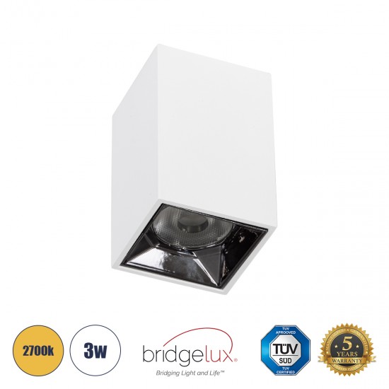 GLOBOSTAR® LUMINAR 60323 Downlight Σποτ LED 3W 405lm 36° AC 220-240V IP20 Θερμό Λευκό 2700K - Osram SMD Chip & TÜV SÜD Driver - Λευκό Ματ - Μ4.2 x Π4.2 x Υ6.6cm - 5 Χρόνια Εγγύηση