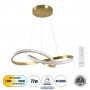 GLOBOSTAR® DEXTER 61051 Μοντέρνο Κρεμαστό Φωτιστικό Οροφής LED 72W 8064lm 300° AC 220-240V IP20 Ρυθμιζόμενο Λευκό CCT με Χειριστήριο από 2700K έως 6000K Dimmable - Lumileds SMD Chip - Σατινέ Χρυσό Βούρτσας - Μ56 x Π56 x Υ14cm - 3 Χρόνια Εγγύηση