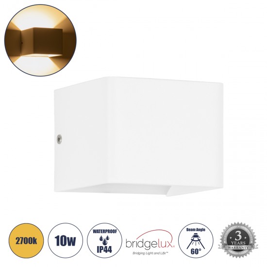 GLOBOSTAR® CIRCOA 60533 Μοντέρνο Φωτιστικό Τοίχου - Απλίκα LED 10W 1000lm 60° AC 220-240V Αδιάβροχο IP44 Θερμό Λευκό 2700K - Bridgelux COB Chip & TÜV SÜD Driver - Λευκό Ματ - Μ10 x Π8 x Υ10cm - 5 Χρόνια Εγγύηση