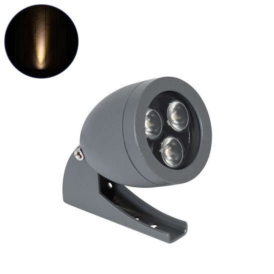 GLOBOSTAR® TREESPO 90465 Φωτιστικό Σποτ για Φυτά - Δέντρα LED 6W 660lm 15° DC 24V Αδιάβροχο IP65 Θερμό Λευκό 2700K Dimmable - Bridgelux SMD Chip - Γκρι Ανθρακί - Μ6.6 x Π9 x Υ12cm - 3 Χρόνια Εγγύηση