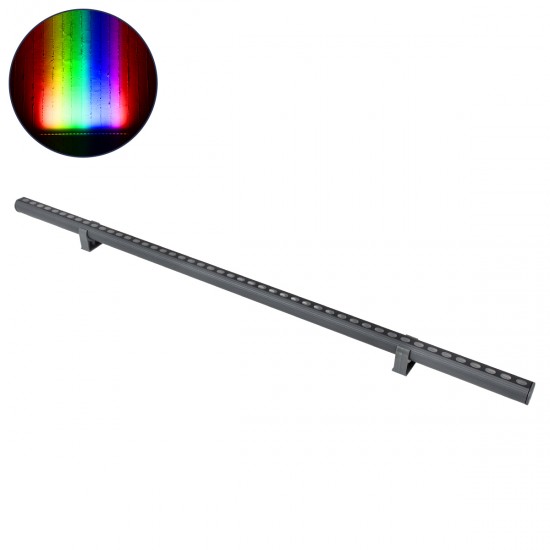 GLOBOSTAR® WASHERSTELLAR 90577 Μπάρα Φωτισμού Wall Washer LED 12W 1020lm 30° DC 24V Αδιάβροχο IP67 Πολύχρωμο RGBW Dimmable DMX512 - Bridgelux SMD Chip - Γκρι Ανθρακί - Μ100 x Π3.2 x Υ3cm - 3 Χρόνια Εγγύηση