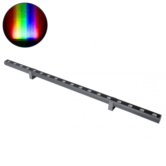 GLOBOSTAR® WASHERPANDA 90585 Μπάρα Φωτισμού Wall Washer LED 36W 3060lm 15° DC 24V Αδιάβροχο IP65 Πολύχρωμο RGBW Dimmable DMX512 - Bridgelux SMD Chip - Γκρι Ανθρακί Ματ - Μ100 x Π4 x Υ3.5cm - 3 Χρόνια Εγγύηση
