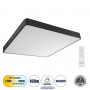 GLOBOSTAR® KAMALA 61210-S Μοντέρνο Φωτιστικό Οροφής LED 100W 10000lm 120° AC 220-240V IP20 Ρυθμιζόμενο Λευκό CCT με Χειριστήριο από 2700K έως 6000K Dimmable - Lumileds SMD Chip - Μαύρο Ματ - Μ80 x Π80 x Υ8cm - 3 Χρόνια Εγγύηση