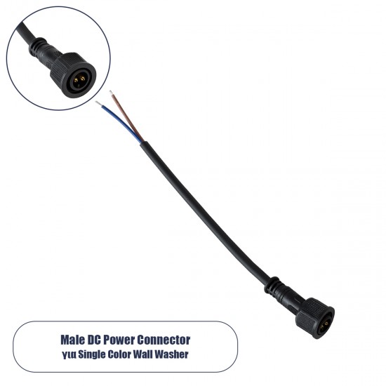 GLOBOSTAR® WWCONNECTOR 90715 2 Pin Σύνδεσμος Τροφοδοσίας για Wall Washers & Προβολείς με Είσοδο 2 x 0.5mm2 & Έξοδο 1 x Αρσενικό Βύσμα Αδιάβροχο IP65 - Μαύρο - Μ21 x Π2 x Υ2cm