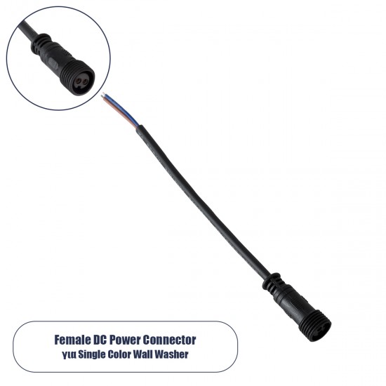 GLOBOSTAR® WWCONNECTOR 90716 2 Pin Σύνδεσμος Τροφοδοσίας για Wall Washers & Προβολείς με Είσοδο 2 x 0.5mm2 & Έξοδο 1 x Θηλυκό Βύσμα Αδιάβροχο IP65 - Μαύρο - Μ21 x Π1.5 x Υ1.5cm