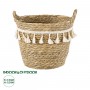 GloboStar® Artificial Garden SANTORINI 20284 Διακοσμητικό Πλεκτό Καλάθι - Κασπώ Γλάστρα - Flower Pot Μπεζ με Μακραμέ Φ20cm x Υ20cm