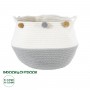 GloboStar® Artificial Garden KYTHNOS 20313 Διακοσμητικό Πλεκτό Καλάθι - Κασπώ Γλάστρα - Flower Pot Γκρι με Λευκό Φ25cm x Υ24cm