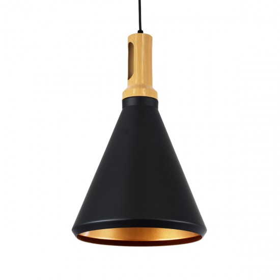 GLOBOSTAR® CALYPSO 01334-C Μοντέρνο Κρεμαστό Φωτιστικό Οροφής με Ντουί 1 x E27 AC 220-240V IP20 - Μαύρο & Μπρούτζινο  - Μ25 x Π25 x Υ40cm