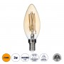 GLOBOSTAR® CANDLE 99058 Λάμπα Κεράκι E14 C35 LED 2W 140lm 360° AC 220-240V IP20 Ultra Θερμό Λευκό 2200K Dimmable - Ultra Thin Soft Spiral Filament Chip - Μελί - Μ3.5 x Π3.5 x Υ10.5cm - 3 Χρόνια Εγγύηση