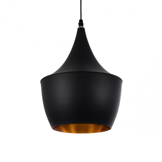 GLOBOSTAR® SHANGHAI 01025-A Μοντέρνο Κρεμαστό Φωτιστικό Οροφής με Ντουί 1 x E27 AC 220-240V IP20 - Μαύρο & Χρυσό - Μ24 x Π24 x Υ30cm