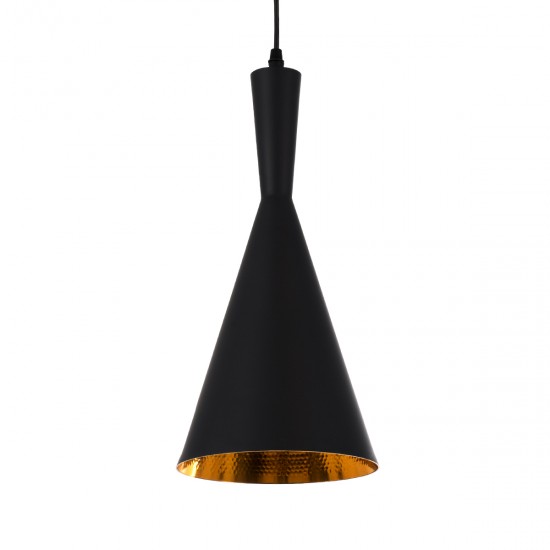 GLOBOSTAR® SHANGHAI 01025-C Μοντέρνο Κρεμαστό Φωτιστικό Οροφής με Ντουί 1 x E27 AC 220-240V IP20 - Μαύρο & Χρυσό - Μ19 x Π19 x Υ38cm