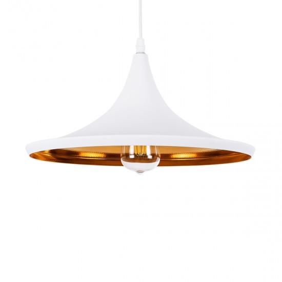 GLOBOSTAR® SHANGHAI 01026-B Μοντέρνο Κρεμαστό Φωτιστικό Οροφής με Ντουί 1 x E27 AC 220-240V IP20 - Λευκό & Χρυσό - Μ37 x Π37 x Υ17cm