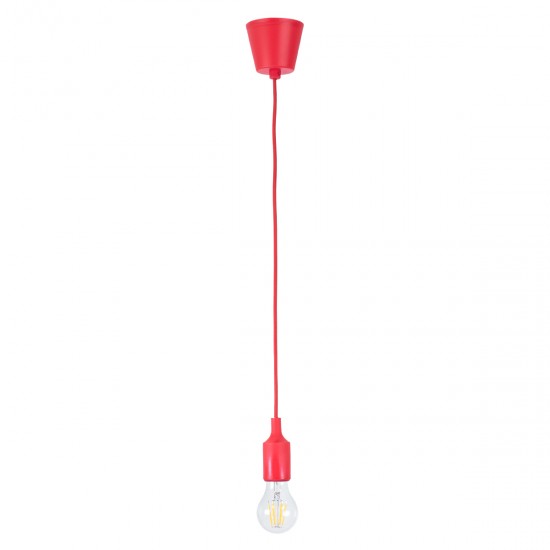 GLOBOSTAR® CABLITO 61551 Μοντέρνο Κρεμαστό Φωτιστικό Οροφής με Ντουί 1 x E27 AC 220-240V IP20 - Κόκκινο - Μ4 x Π4 x Υ110cm
