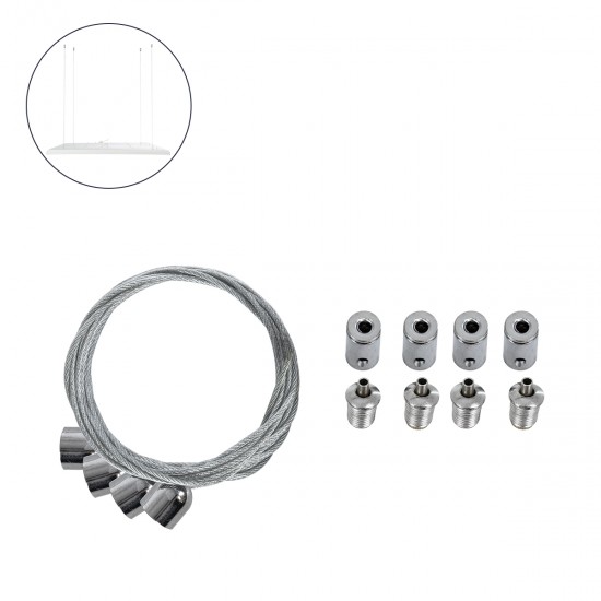 GLOBOSTAR® SUSPENSION 60219 Σύστημα Κρέμασης με 4 Ρυθμιζόμενες Ντίζες & Εξαρτήματα Ειδικό για Πάνελ 60x60cm & 120x30cm - Μ1 x Π1 x Υ80cm
